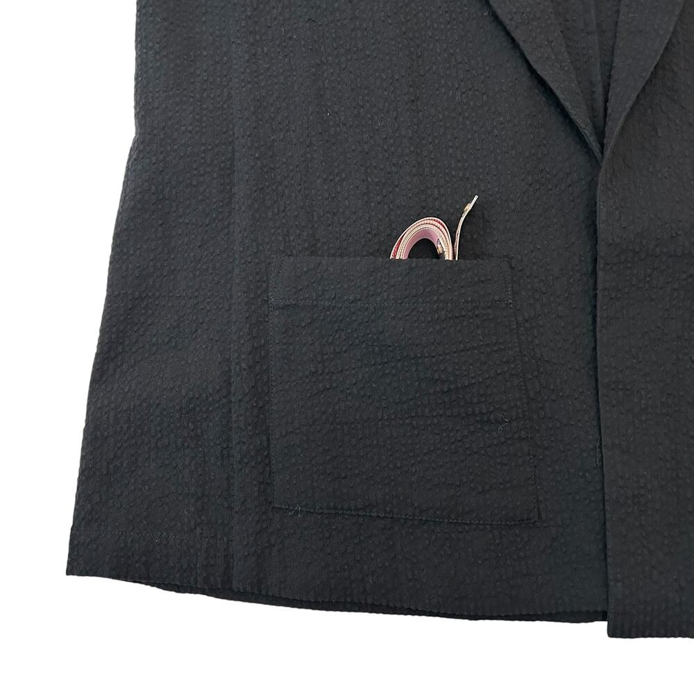 Eileen Fisher Black Organic Cotton Ripple Blazer Open Front Jacket M - Picture 4 of 12